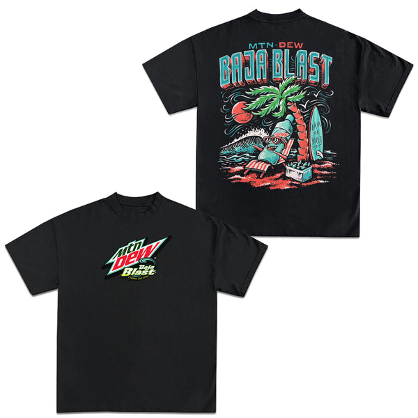MTN DEW Baja Blast Graphic T-Shirt – Summer Beach Vibe Unisex Tee