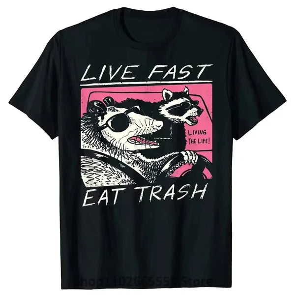 Live Fast Eat Trash Funny Raccoon T-Shirt