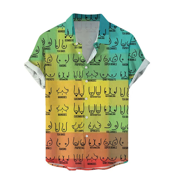 Colorful Gradient Unisex Short Sleeve Button-Up Shirt