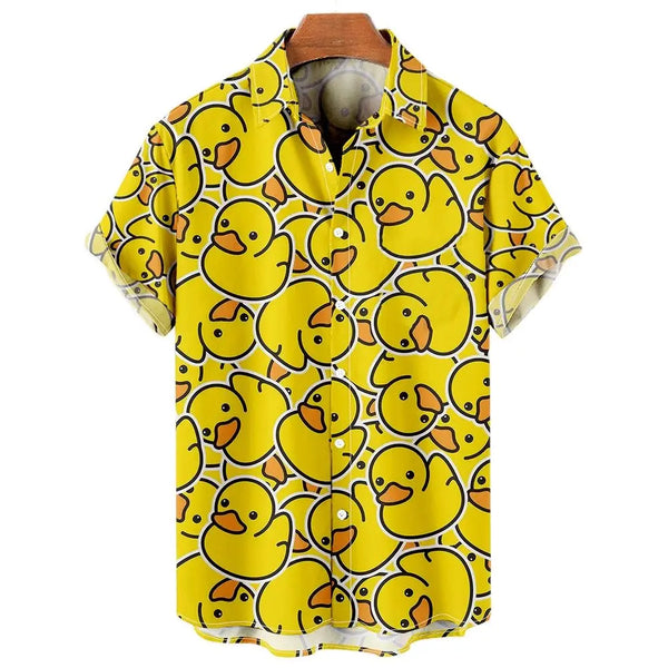 Duck 3D Print Men's Hawaiian Shirt – Casual Short Sleeve Beach Blouse