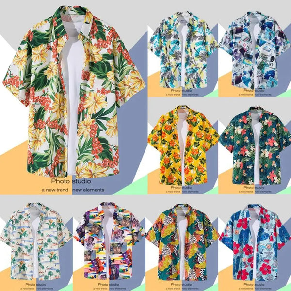 Men's Hawaiian Aloha Shirt – Tropical Floral Print Short Sleeve Beachwear