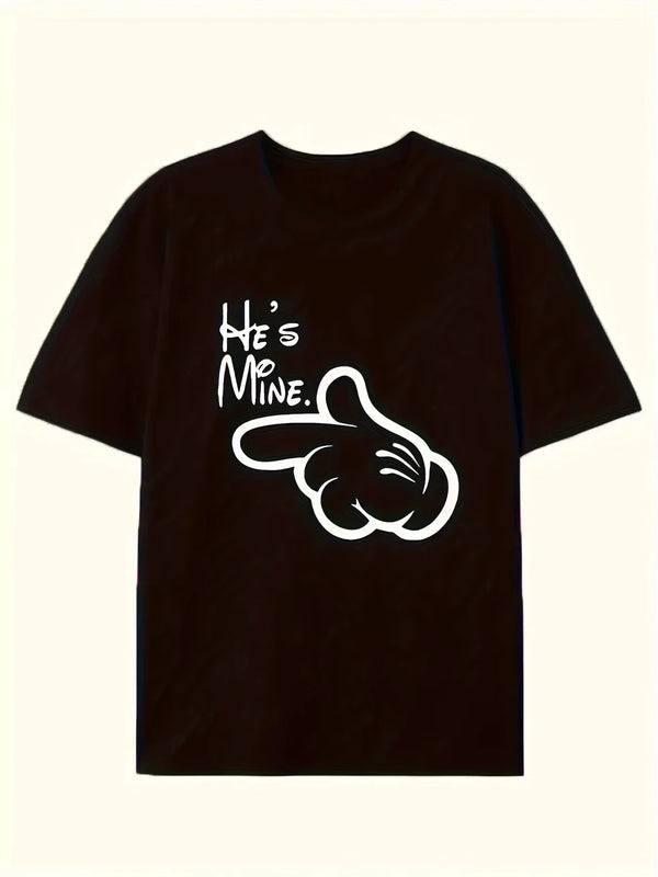 He’s Mine Couple Matching T-Shirt – Cute Hand Pointing Graphic Tee