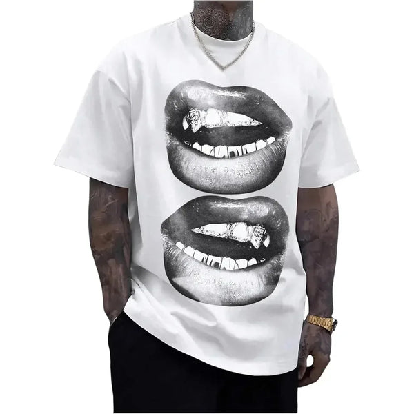 Double Lips Diamond Grill Graphic T-Shirt – Urban Hip Hop Streetwear Tee