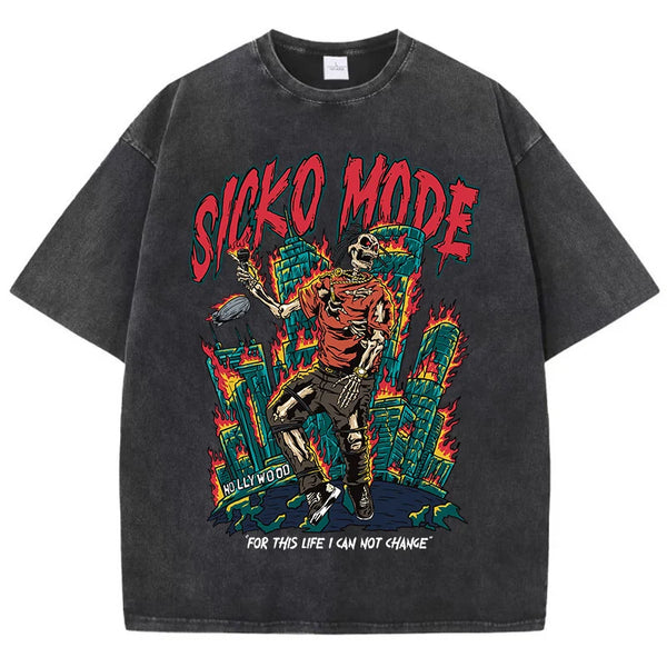 Sicko Mode Skeleton Graphic T-Shirt – Purple Vintage Streetwear Tee